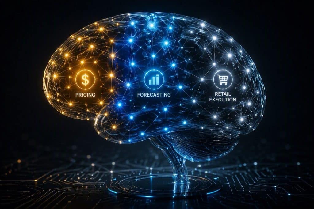 Visual representation of a Commercial Intelligence System connecting fragmented enterprise tools into one unified platform